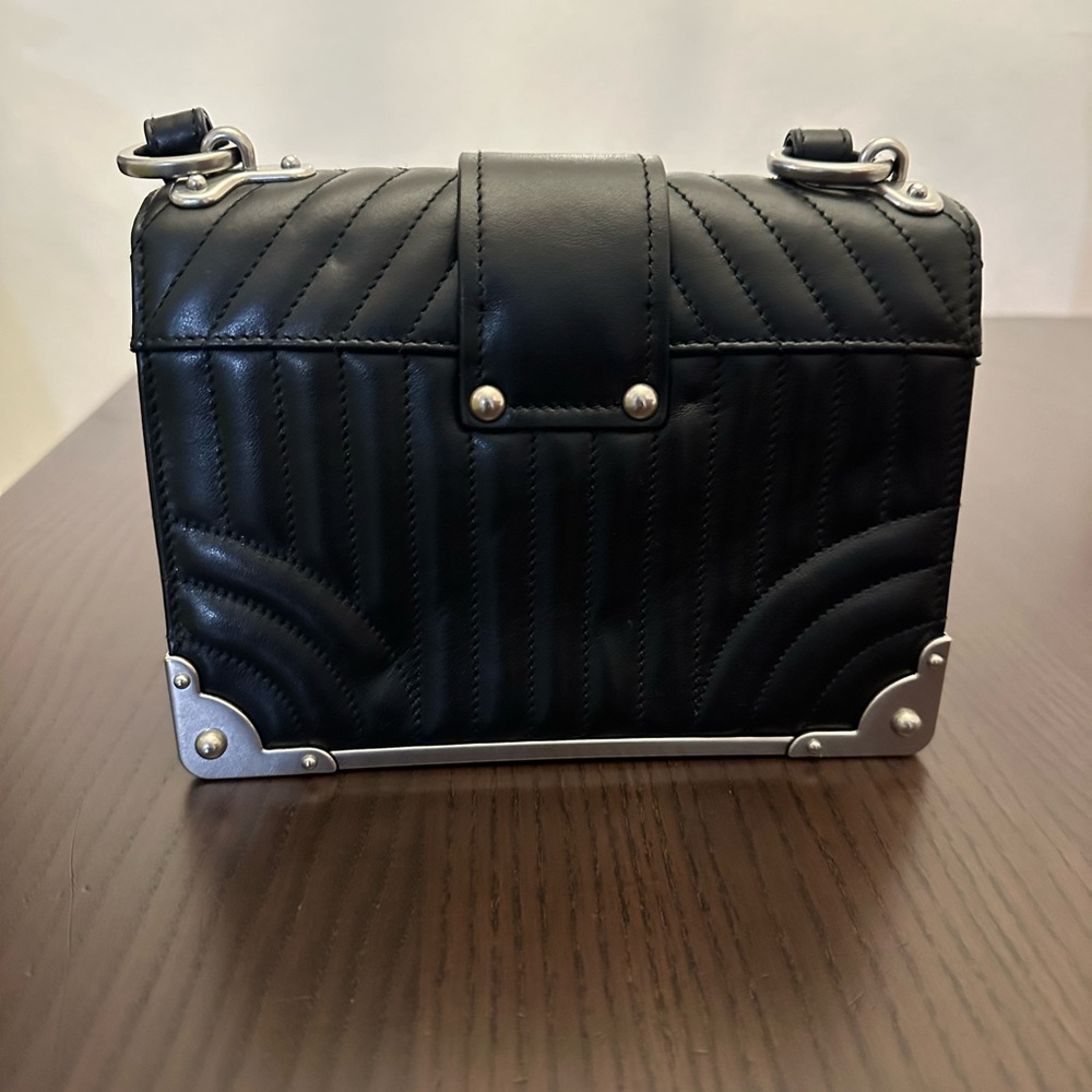 Prada - Black soft Calfskin Impunture Cahier crossbody bad - Picture 7 of 9